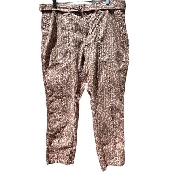 Anthropologie Utility Pants Women's Sz 32 Belted Ankle Length Leopard Print NWOT - Picture 1 of 11